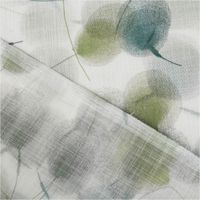Gardinenstoff Voile Leinenstruktur Blätter weiß grün 150cm Breite