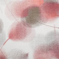 Gardinenstoff Voile Leinenstruktur Blätter weiß rot 150cm Breite