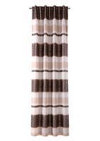 Gardine mit Schlaufenband Jacquard Streifen weiß dunkelgrau beige 140x245cm in der Komplettansicht