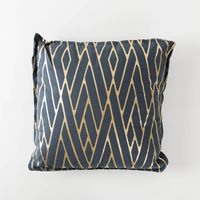 Kissen Houston in Blau mit Metallic-Effekten in Gold 40x40cm frontal