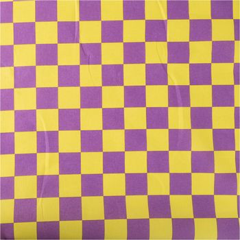 Tischdeckenstoff abwaschbar Baumwollstoff beschichtet Karo Kästchen gelb violett 1,45m Breite
