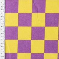 Tischdeckenstoff abwaschbar Baumwollstoff beschichtet Karo Kästchen gelb violett 1,45m Breite mit Maßband