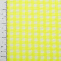 Seersucker Bekleidungsstoff YARN DYED Baumwollmischung Karo weiß neon gelb 1,45m Breite