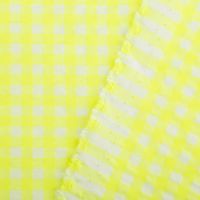 Seersucker Bekleidungsstoff YARN DYED Baumwollmischung Karo weiß neon gelb 1,45m Breite