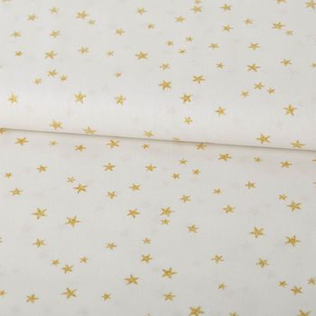 Baumwollstoff Webware Weihnachten Sterne creme goldfarbig 1,45m Breite