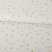 Baumwollstoff Webware Weihnachten Sterne creme goldfarbig 1,45m Breite