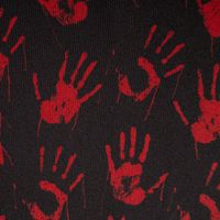 Jersey Foliendruck Halloween blutige Hände glänzend schwarz rot 1,45m Breite