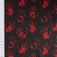 Jersey Foliendruck Halloween blutige Hände glänzend schwarz rot 1,45m Breite