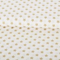 Baumwollstoff Webware Weihnachten Sterne wollweiß goldfarbig 1,45m Breite