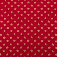Baumwollstoff Webware Weihnachten Sterne rot goldfarbig 1,45m Breite