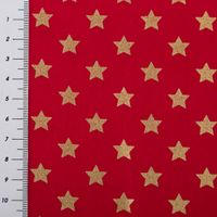 Baumwollstoff Webware Weihnachten Sterne rot goldfarbig 1,45m Breite