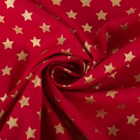 Baumwollstoff Webware Weihnachten Sterne rot goldfarbig 1,45m Breite