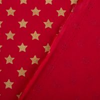 Baumwollstoff Webware Weihnachten Sterne rot goldfarbig 1,45m Breite