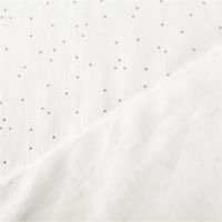 Canvas Stoff Dekostoff Baumwolle Pimiz Goldpunkte weiß 1,45m Breite mit Rückseite