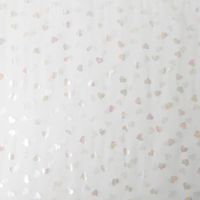 Tüllstoff Softtüll Rainbow Hearts Foliendruck Gitzerherzchen offweiß 1,50m Breite