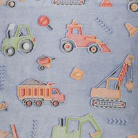 Fleece Stoff Wellnessfleece Glow in the Dark Baufahrzeuge Traktor blau 1,65m Breite