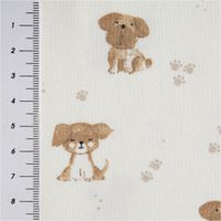 Jersey Stoff Baumwolljersey Hunde Pfotenabdrücke offweiß braun 1,45m Breite