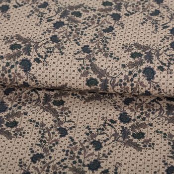 Baumwollstoff Trachtenstoffe Trachten Blumen Blätter beige petrol 1,6m Breite