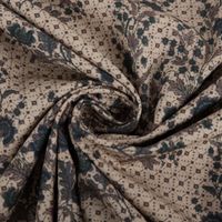 Baumwollstoff Trachtenstoffe Trachten Blumen Blätter beige petrol 1,6m Breite