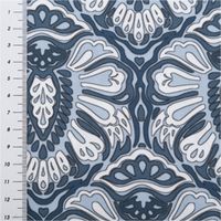 Baumwollstoff Trachtenstoffe Trachten Blumen Ornament Barock groß blau weiß 1,45m Breite