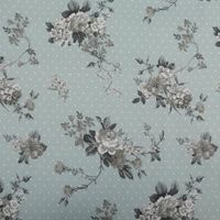 Baumwollstoff Trachtenstoffe Canvas Blumen Punkte hell blau grau 1,5m Breite