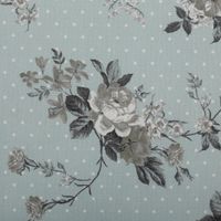 Baumwollstoff Trachtenstoffe Canvas Blumen Punkte hell blau grau 1,5m Breite