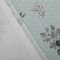 Baumwollstoff Trachtenstoffe Canvas Blumen Punkte hell blau grau 1,5m Breite