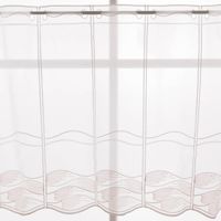 Scheibengardinen Meterware nähfrei Stickerei modern weiß natur rosa 60cm Höhe