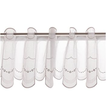 Scheibengardinen Meterware nähfrei Stickerei modern weiß silbergrau 30cm Höhe