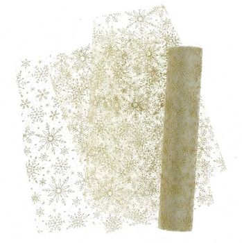 Festlicher Tischläufer aus Organza mit Kristallen in Weiß und Gold in der Größe 28x300cm