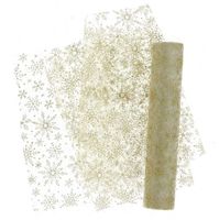 Festlicher Tischläufer aus Organza mit Kristallen in Weiß und Gold in der Größe 28x300cm