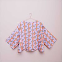 Oberteil aus Canvas Stoff Baumwollstoff Pfifferlinge Flieder Neon Orange von Rico Design 50x140cm