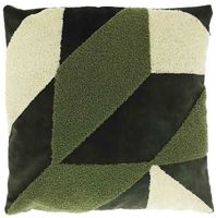 Kissen Patch Bouclé und Samt grün weiß 45x45cm