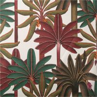 Baumwollstoff Dekostoff Halbpanama Digitaldruck Exotic Palm ecru grün rot 1,40m Breite 