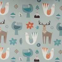 Weihnachtsstoff Baumwollstoff Digitaldruck Scandi Christmas hellblau 1,40m Breite