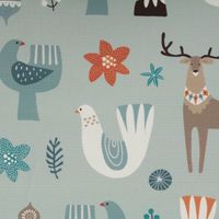 Weihnachtsstoff Baumwollstoff Digitaldruck Scandi Christmas hellblau 1,40m Breite