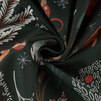 Weihnachtsstoff Baumwollstoff Digitaldruck Scandi Winter Forest dunkelgrün1,40m Breite