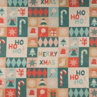 Weihnachtsstoff Baumwollstoff Digitaldruck HoHoHo! bunt 1,40m Breite