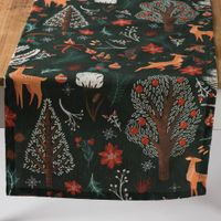89558-Tischlaeufer-Scandi-Winter-Forest-dunkelgruen-40x160cm-von-SCHoeNER-LEBEN--89558-004.jpg Tischläufer Scandi Winter Forest dunkelgrün 40x160cm von SCHÖNER LEBEN. frontal