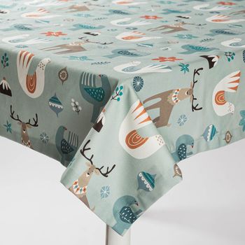 Tischdecke Scandi Christmas hellblau von SCHÖNER LEBEN. 80x80cm