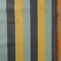 Tischläufer aus Baumwolle mit Streifen grün, grau und hellblau 40x160cm von SCHÖNER LEBEN. Detail Stoffkante