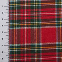 Weihnachtsstoff Dekostoff Jacquard Vichy Karo rot grün mit goldfarbigen Lurex-Effekten 1,40m Breite mit Maßband