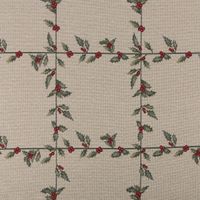 Gobelin Dekostoff Mistelzweige mit Beeren Gitter beige rot grün 1,40m Breite