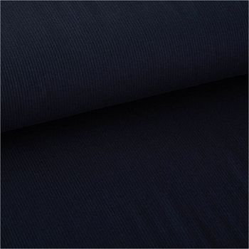 Jersey Stoff Rippjersey Feinstrick einfarbig dunkelblau 1,45m Breite