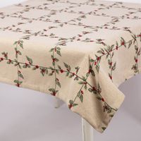 Weihnachtliche Gobelin Tischdecke mit Mistelzweigen und Gitterkaro in diversen Größen oder nach Maß von SCHÖNER LEBEN Nahaufnahme