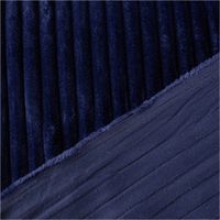 Wellness Fleecestoff Cordoptik breite Rippen einfarbig blau 1,5m Breite mit Rückseite
