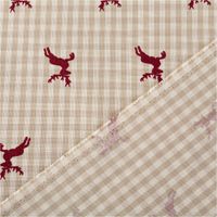 89664-Vorhangstoff-Dekostoff-springende-Hirsche-Karo-rot-beige-weiss-160cm-Stoffbreite-89664-007.jpg Vorhangstoff Dekostoff springende Hirsche Karo rot beige weiß 160cm Stoffbreite mit Rückseite