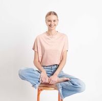 Shirt aus Jersey Stoff Flocken rosa neon Stoffabschnitt von Rico Design 80x100cm 