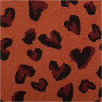 89814-Musselin-Stoff-Double-Gauze-Fauve-Leo-braun-lila-1-30m-Breite-IMG-7450.jpg Dieser hochwertige Musselin Stoff Double Gauze Fauve Leo braun lila 1,30m Breite besticht durch sein wildes Leopardenmuster mit lilafarbenen Akzenten auf einem warmen, braunen Grund - Nahaufnahme