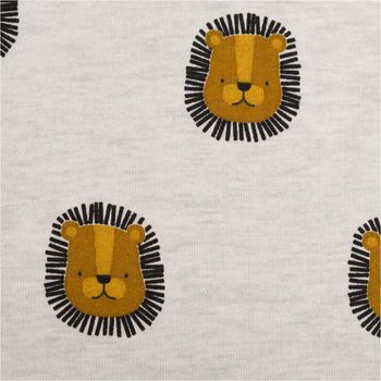 Sweatstoff aus Baumwolle Melange Lions Löwen beige braun 1,38m Breite Detail